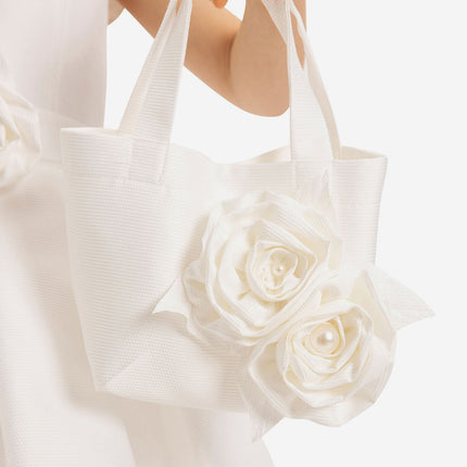 DRESS & Fleur Girls Dress with Matching Floral Bag in White