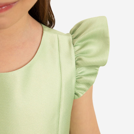 DRESS & Fleur Girls Dress with Matching Floral Bag in Green
