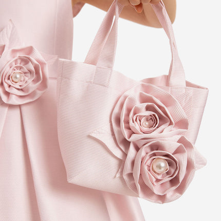 DRESS & Fleur Girls Dress with Matching Floral Bag in Pink