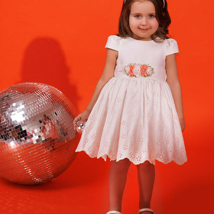DRESS & Fleur Baby Girls Dress with Headband in White