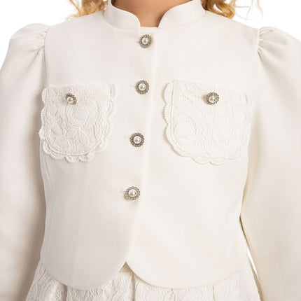 DRESS & Fleur Girls Lace Dress with Bolero in White
