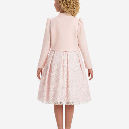 DRESS & Fleur Girls Lace Dress with Bolero in Pink