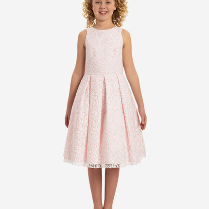 DRESS & Fleur Girls Lace Dress with Bolero in Pink
