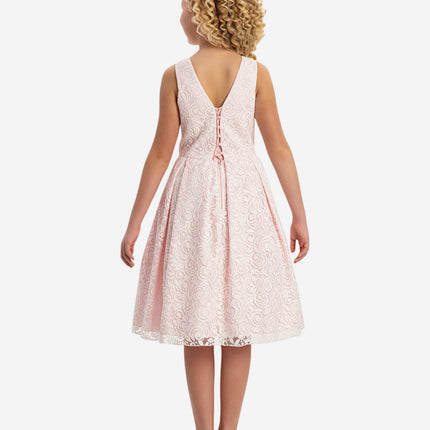 DRESS & Fleur Girls Lace Dress with Bolero in Pink