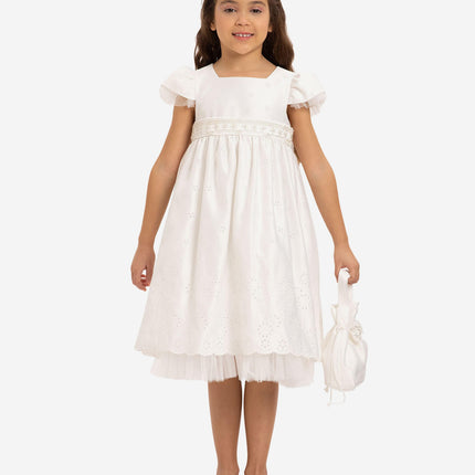 DRESS & Fleur Girls Dress with Matching Bag in White