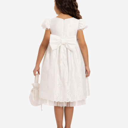 DRESS & Fleur Girls Dress with Matching Bag in White