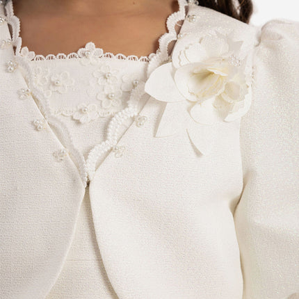 DRESS & Fleur Girls Dress with Bolero and Matching Bag in White