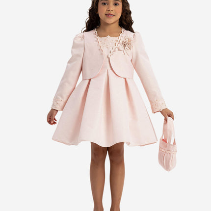 DRESS & Fleur Girls Dress with Bolero and Matching Bag in Pink