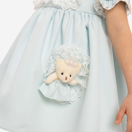 DRESS & Fleur Baby Girls Dress Set with Teddy Bear in Blue