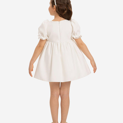 DRESS & Fleur Baby Girls Dress Set with Teddy Bear in White