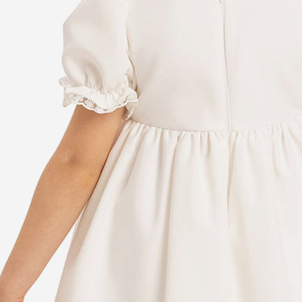 DRESS & Fleur Baby Girls Dress Set with Teddy Bear in White