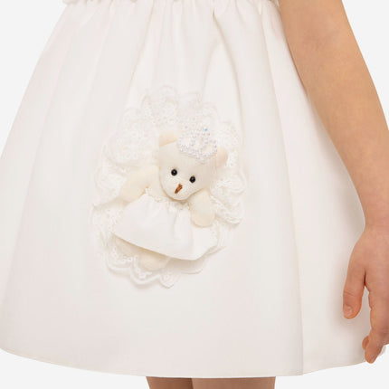 DRESS & Fleur Baby Girls Dress Set with Teddy Bear in White