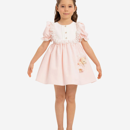 DRESS & Fleur Baby Girls Dress Set with Teddy Bear in Pink