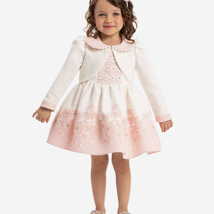 DRESS & Fleur Baby Girls Dress with Bolero and Headband in Pink