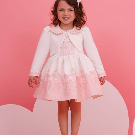 DRESS & Fleur Baby Girls Dress with Bolero and Headband in Pink