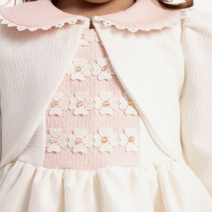 DRESS & Fleur Baby Girls Dress with Bolero and Headband in Pink