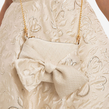 DRESS & Fleur Girls Elegant Dress with Matching Bag in Beige