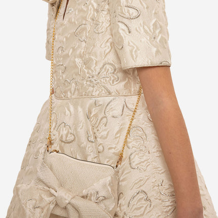 DRESS & Fleur Girls Elegant Dress with Matching Bag in Beige