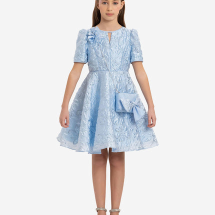 DRESS & Fleur Girls Elegant Dress with Matching Bag in Blue