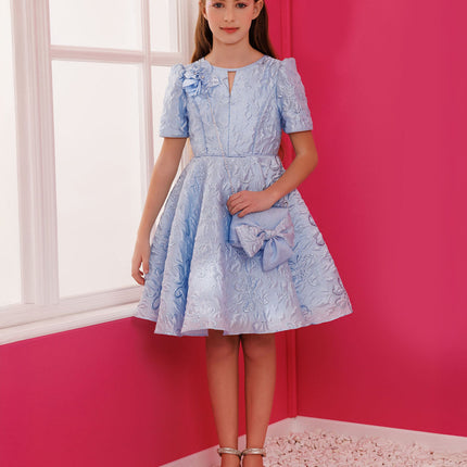 DRESS & Fleur Girls Elegant Dress with Matching Bag in Blue