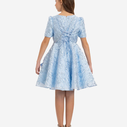 DRESS & Fleur Girls Elegant Dress with Matching Bag in Blue