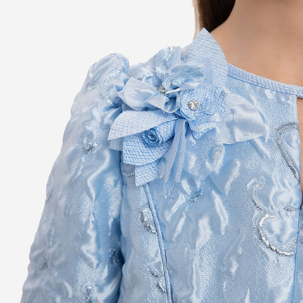 DRESS & Fleur Girls Elegant Dress with Matching Bag in Blue