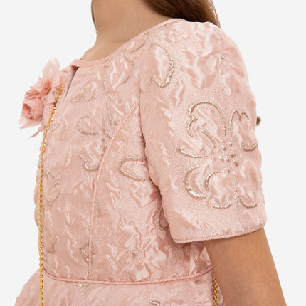 DRESS & Fleur Girls Elegant Dress with Matching Bag in Pink