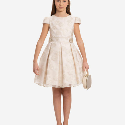 DRESS & Fleur Girls Stylish Dress with Matching Bag in Beige