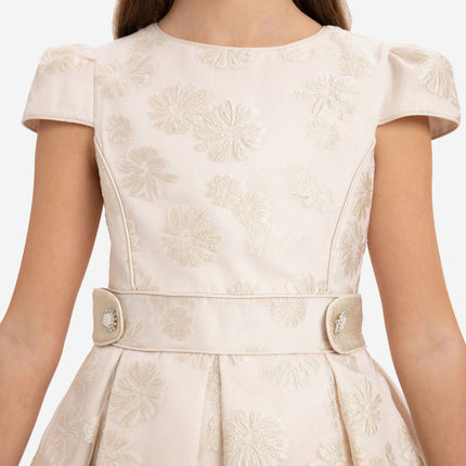 DRESS & Fleur Girls Stylish Dress with Matching Bag in Beige