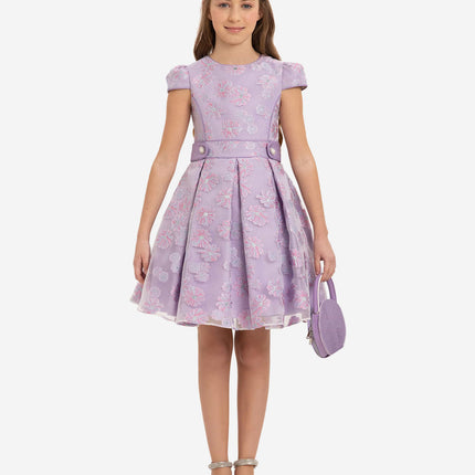 DRESS & Fleur Girls Stylish Dress with Matching Bag in Purple