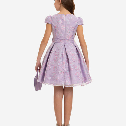 DRESS & Fleur Girls Stylish Dress with Matching Bag in Purple