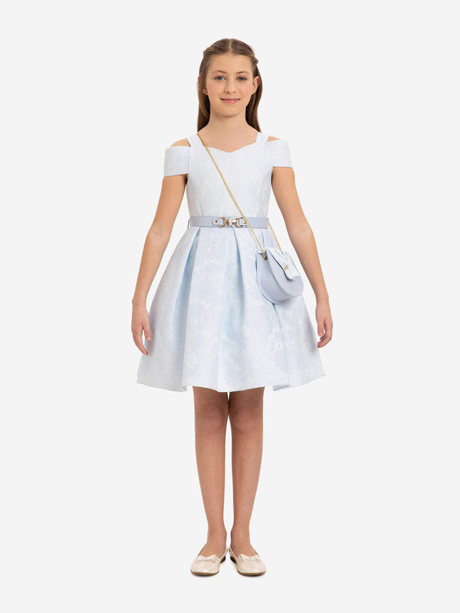 DRESS & Fleur Girls Dress with Bag and Belt in Blue