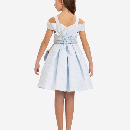 DRESS & Fleur Girls Dress with Bag and Belt in Blue