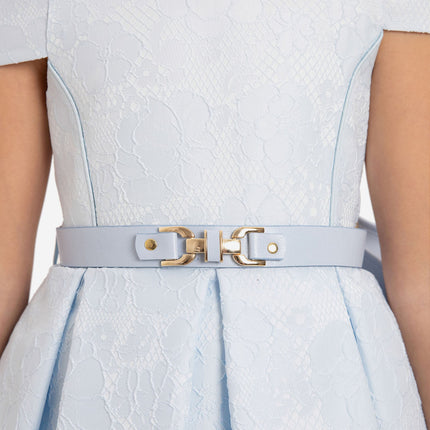 DRESS & Fleur Girls Dress with Bag and Belt in Blue