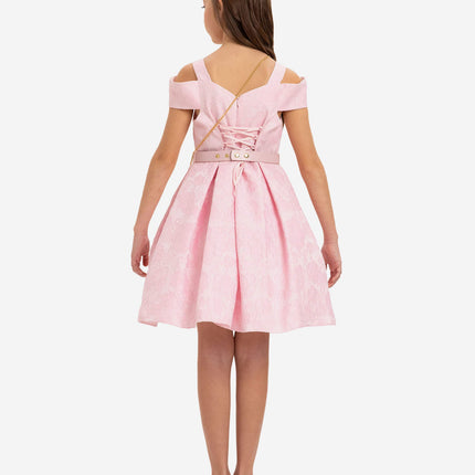 DRESS & Fleur Girls Dress with Bag and Belt in Pink