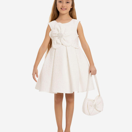 DRESS & Fleur Girls Dress with Matching Bag in White