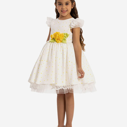 DRESS & Fleur Girls Dress with Headband in Yellow