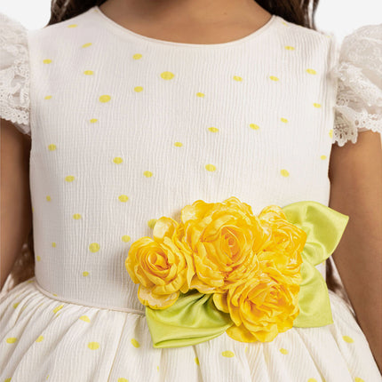 DRESS & Fleur Girls Dress with Headband in Yellow