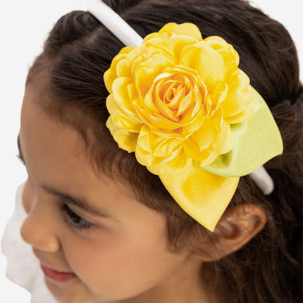DRESS & Fleur Girls Dress with Headband in Yellow