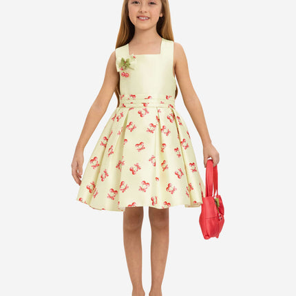 DRESS & Fleur Girls Cherry Dress with Matching Bag in Yellow