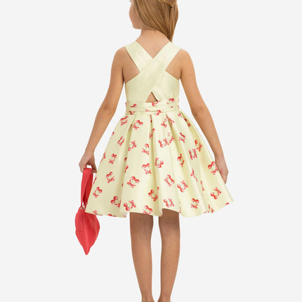 DRESS & Fleur Girls Cherry Dress with Matching Bag in Yellow