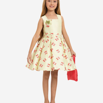 DRESS & Fleur Girls Cherry Dress with Matching Bag in Yellow