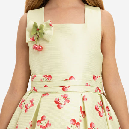 DRESS & Fleur Girls Cherry Dress with Matching Bag in Yellow