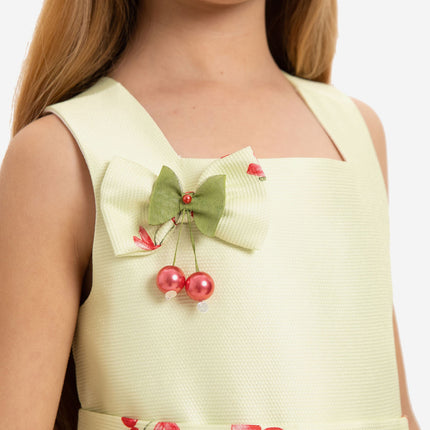 DRESS & Fleur Girls Cherry Dress with Matching Bag in Yellow