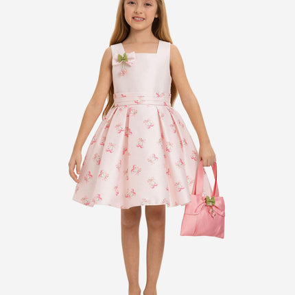 DRESS & Fleur Girls Cherry Dress with Matching Bag in Pink