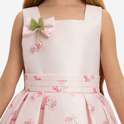 DRESS & Fleur Girls Cherry Dress with Matching Bag in Pink