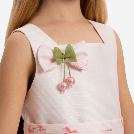 DRESS & Fleur Girls Cherry Dress with Matching Bag in Pink