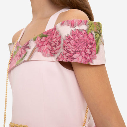 DRESS & Fleur Girls Jacquard Dress with Bag in Pink