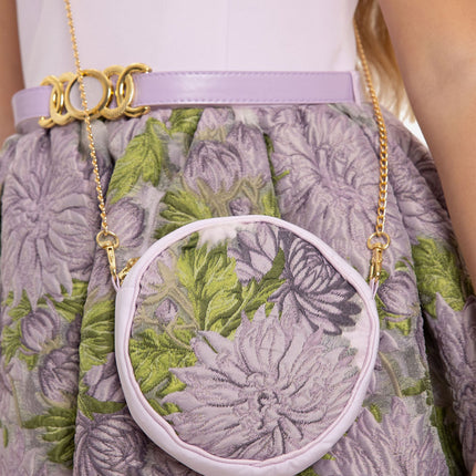 DRESS & Fleur Girls Jacquard Dress with Bag in Purple