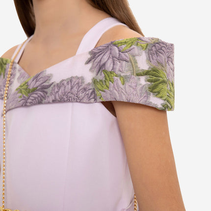 DRESS & Fleur Girls Jacquard Dress with Bag in Purple